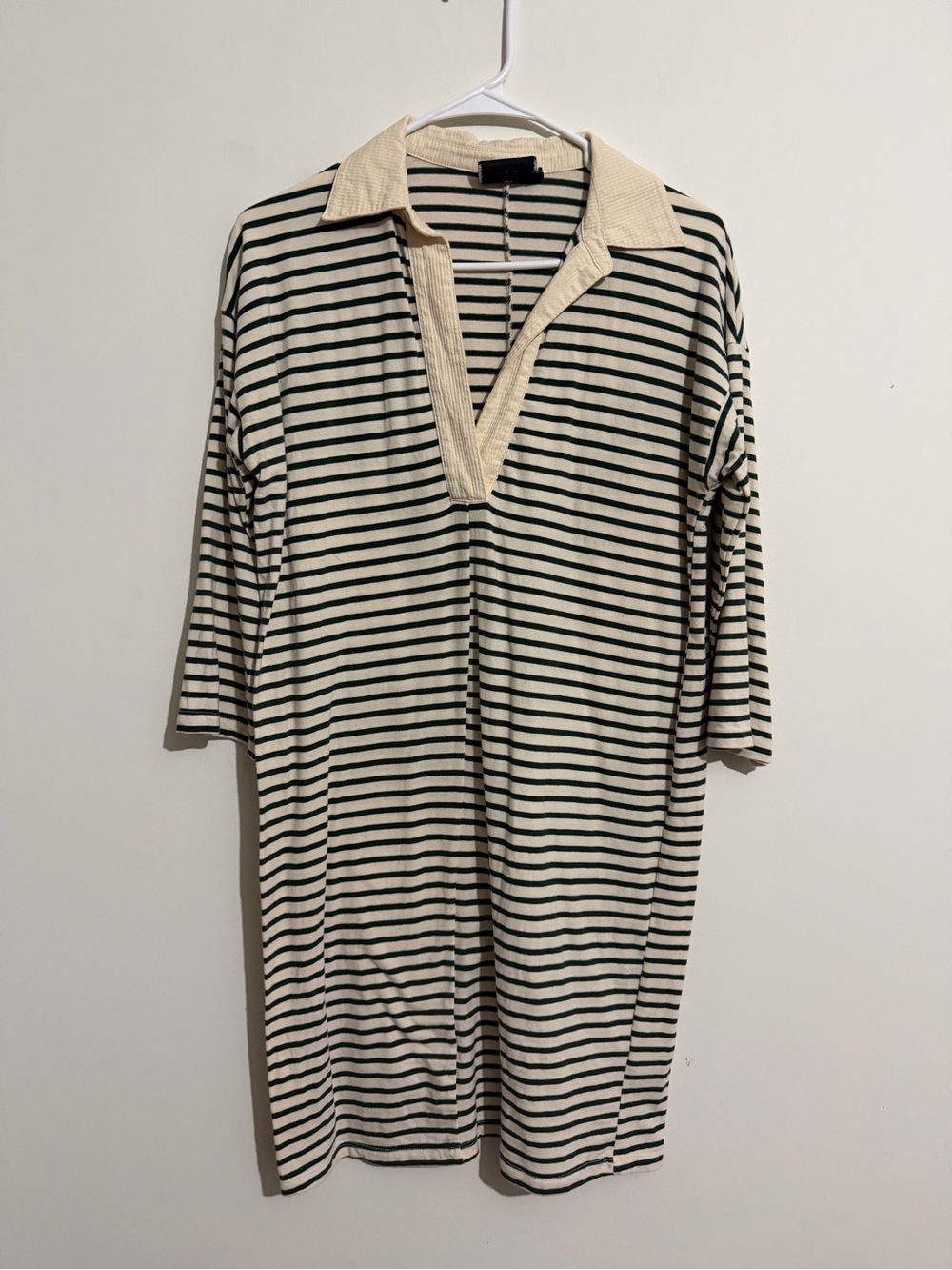 Tuckernuck Striped Polo Sleep Shirt in Cream and Black